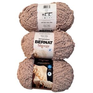 Bernat Sheepy 3 Skeins Yarn Lot Bunny Brown Yarnspirations Super Bulky 447 Yards